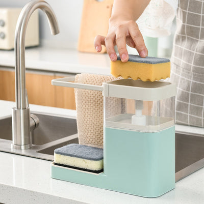 1 Pcs Kitchen 2-in-1 Dishwashing Soap Liquid Box Creative Dishwashing Detergent Dispenser Sponge Wipe Storage Holder (Only Soap Liquid Box, Not Including Others)