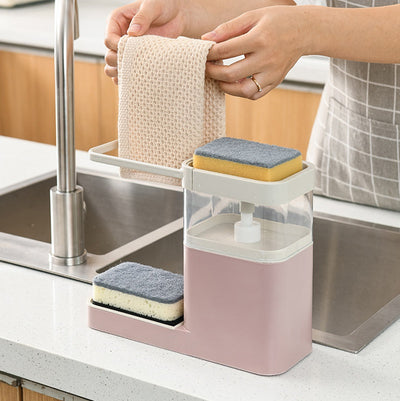 1 Pcs Kitchen 2-in-1 Dishwashing Soap Liquid Box Creative Dishwashing Detergent Dispenser Sponge Wipe Storage Holder (Only Soap Liquid Box, Not Including Others)