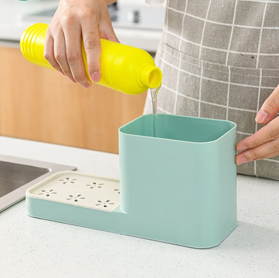 1 Pcs Kitchen 2-in-1 Dishwashing Soap Liquid Box Creative Dishwashing Detergent Dispenser Sponge Wipe Storage Holder (Only Soap Liquid Box, Not Including Others)