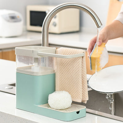 1 Pcs Kitchen 2-in-1 Dishwashing Soap Liquid Box Creative Dishwashing Detergent Dispenser Sponge Wipe Storage Holder (Only Soap Liquid Box, Not Including Others)