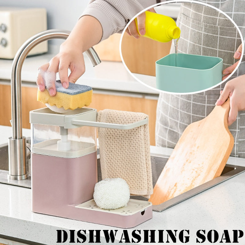 1 Pcs Kitchen 2-in-1 Dishwashing Soap Liquid Box Creative Dishwashing Detergent Dispenser Sponge Wipe Storage Holder (Only Soap Liquid Box, Not Including Others)